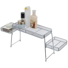 MyGift Chrome Plated Metal Over The Sink Organizer Shelf Rack, 3 Tiered Bathr...