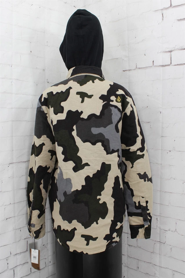 Camisa de nieve de franela aislada Volcom Field chaqueta para hombre pequeña taladro caqui Foto 4 de 4