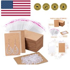 100 Pcs Earring Display Cards with 200 Earring Backs and 100 Self-Sealing Bag...