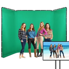 7.87ft x 13.12ft Portable Large Chromakey Green Screen Backdrop with Stand Ph...