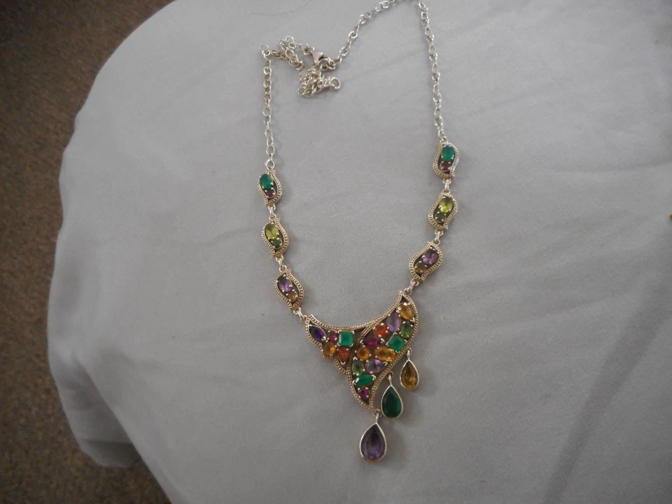 collar piedra juegos multicolor plata de ley Foto 3 de 4
