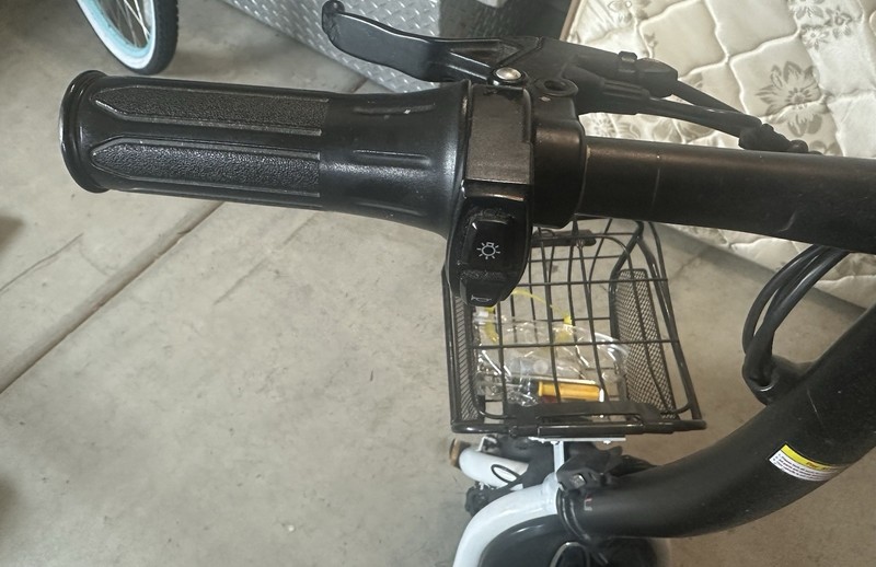 Seated Electric Scooter with Seat, Front & Rear Baskets, Black/White