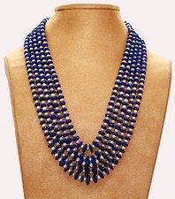 5 Layer Lapis Lazuli Faceted Rondelle & Fresh water Pearls Beaded Dori Necklace