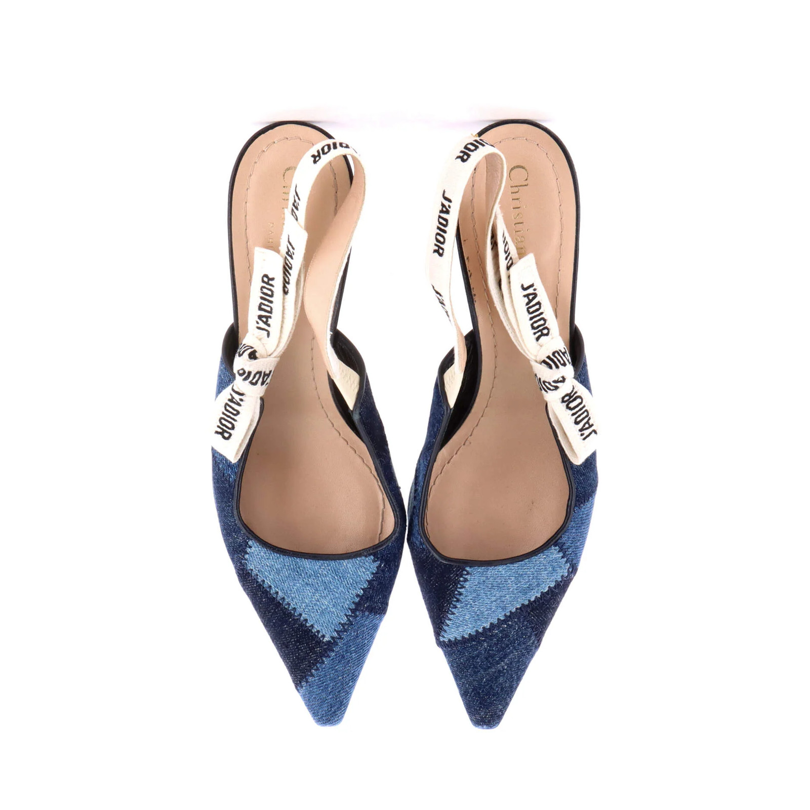 Christian Dior Women's J'Adior Slingback Pumps Patchwork Denim 65 image 2