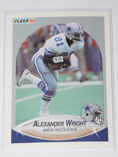 1990 FLEER FOOTBALL UPDATE ALEXANDER WRIGHT ROOKIE CARD #U-41. rookie card picture