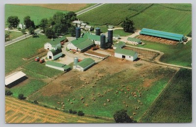 Aerial View of Hoard's Dairyman Farm Fort Atkinson, Wisconsin Vintage Postcard