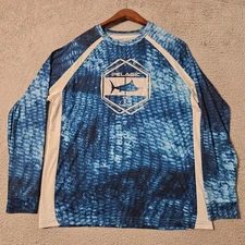 Pelagic Shirt Mens Small Blue VaporTek Performance Long Sleeve Deep Sea Fishing