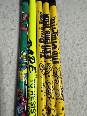 Vintage 90s Pencil Lot Power Rangers Dare Drug Free Nostalgia D.A.R.E Office No2
