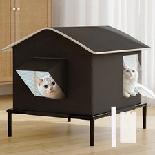 Outdoor Cat House Warm Insulated Cat Kennel for Winter Outside Multiple Cats