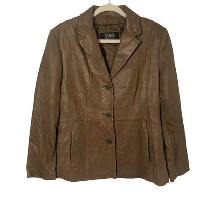 Vintage Wilson s Leather Large Brown Soft Supple Genuine Leather Button Jacket