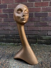 Vintage Gold Long Neck Mannequin Hair Hat Display Mid Century Sculpture 24” Tall