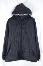 Starter Windbreaker Men's Jacket Black Full Zip Hooded Pockets Size XXL 2XL