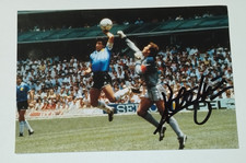 AUTOGRAFO PETER SHILTON PORTIERE INGLESE FOTO GOL MANO DE DIOS DIEGO MARADONA 86