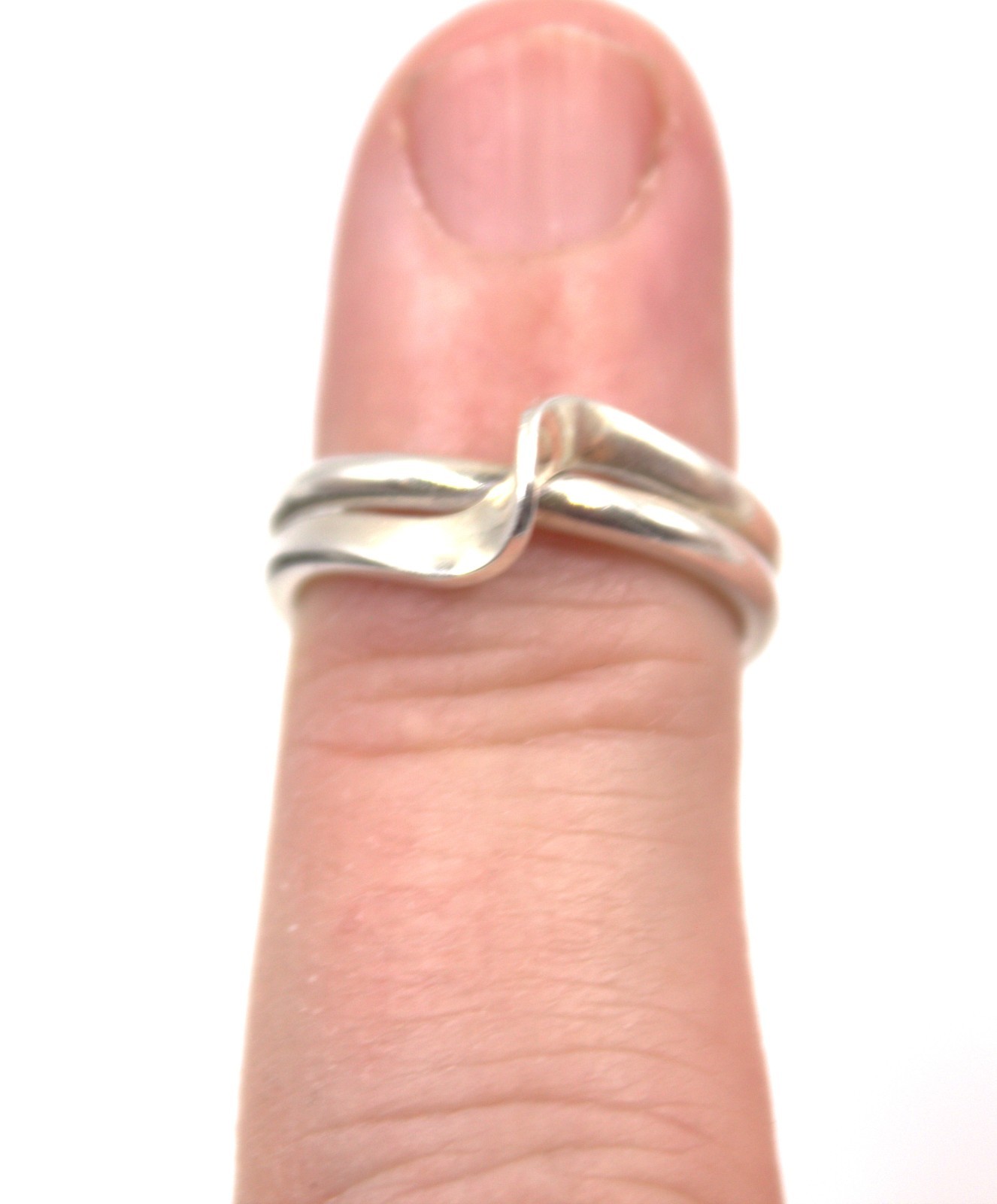 Sterling Silver Double Ring Wave Crossover Dated … - image 2