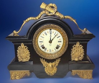 Antique 1880 Ansonia Cast Iron Laurel Mantel Clock No Reserve Free Shipping