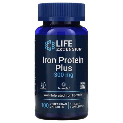LIFE EXTENSION Iron Protein Plus (Eisen) 100 vegetarische Kapseln