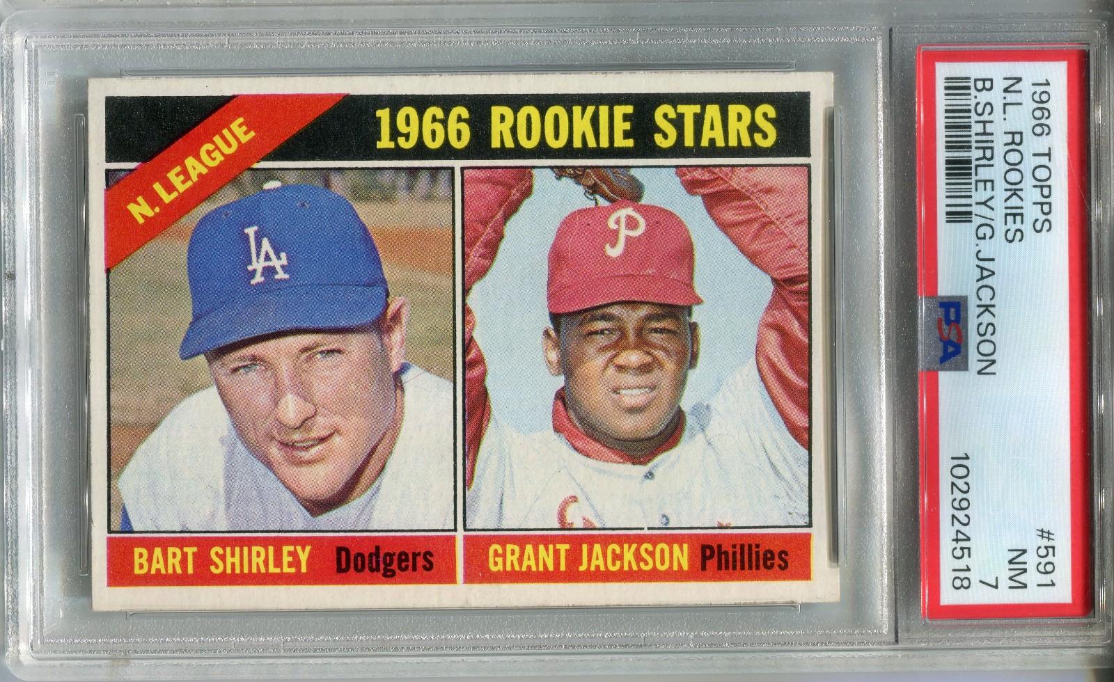 1966 Topps #591 Bart Shirley/Grant Jackson PSA 7 NM NL Rookie Stars
