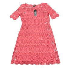 NWT LAUREN Ralph Lauren Crochet Lace Dress In Sunrise Coral Size Small