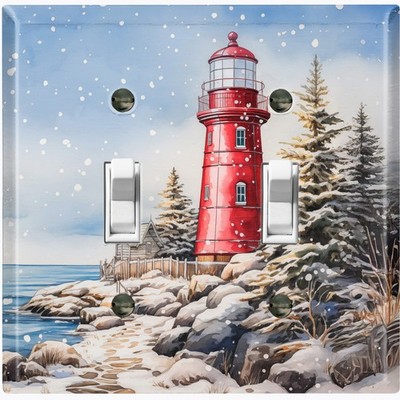 Metal Light Switch Outlet Cover Wall Plate Snowing Beach Lighthouse Ocean OCN144