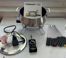 Cuisinart Electric Fondue Set With Stainless Steel Bowl Forks & Temperature Cont