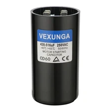 VEXUNGA 430-516 uF MFD 250 VAC 50/60 Hz Round Motor Start Capacitor CD60 Sing...