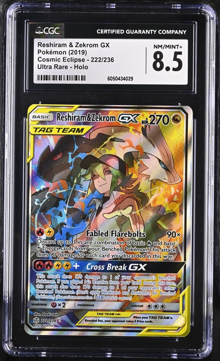 Reshiram & Zekrom GX (Full Art) 222/236 Sm-Cosmic Eclipse
