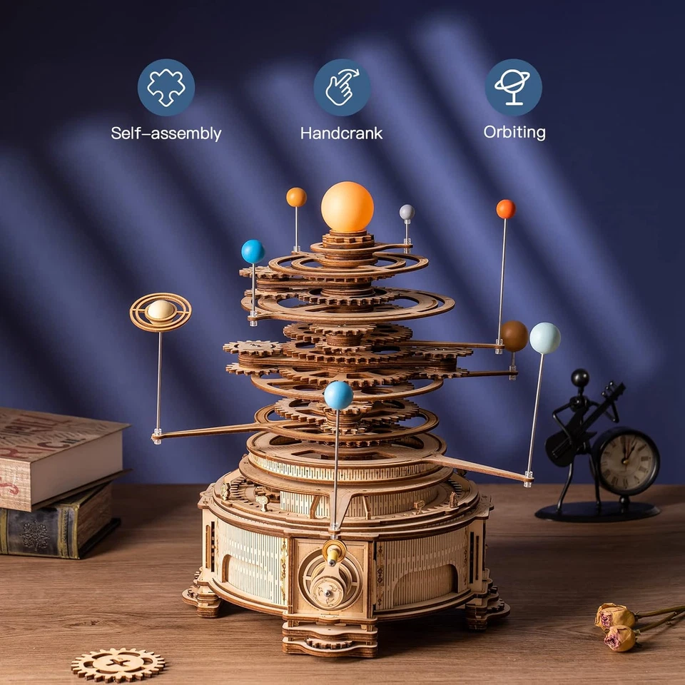 Rompecabezas de madera ROKR 3D enorme modelo mecánico Orrery juguete construcción juguetes niños regalos Foto 3 de 4