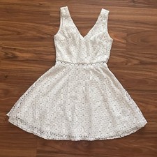 City Studio White Lace Fit & Flare Sleeveless Short Juniors Dress Size 1
