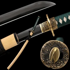 Japanese Katana Sword Clay Tempered L6 Steel Real Gunome Hamon Full Tang