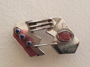 nos buckle precious stones semi belt sterling handmade silver 1980