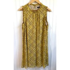 Tommy Hilfiger Dress Womens 14 Mango Yellow Sleeveless Knee Length Trapeze