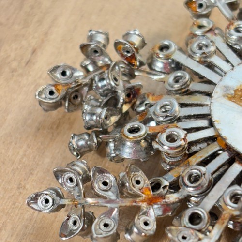 Large Vintage Rhinestone Starburst Snowflake Brooch Pendant, 3"dia, NEEDS REPAIR - Picture 10 of 10
