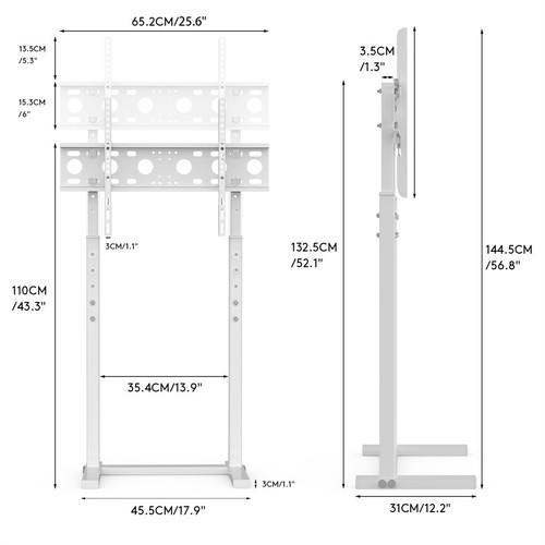 32-100'' Tall Floor TV Stand TV Cart with Swivel Tilting Height Adjustable Mount - Picture 34 of 73