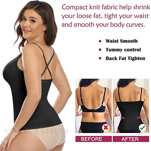 Women V-Neck Compression Cami Vest Tummy Control Body Shaper Camisole Plus Size - Picture 8 of 20