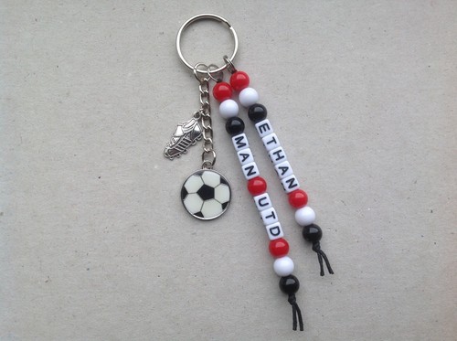 Personalised Name MANCHESTER UNITED MUFC football team colours keyring bag tag - Picture 6 of 6