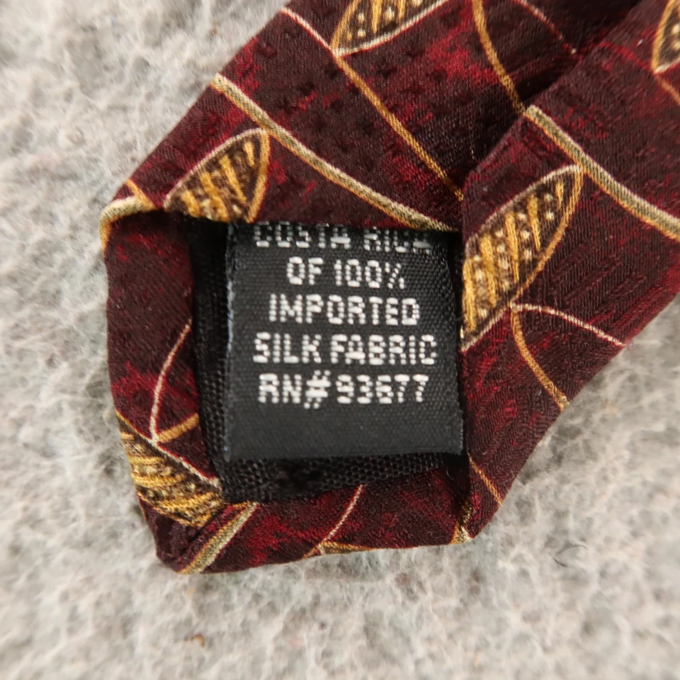 Corbata Stafford Borgoña Rojo Oro Geométrica 100% Seda 4" Foto 4 de 4