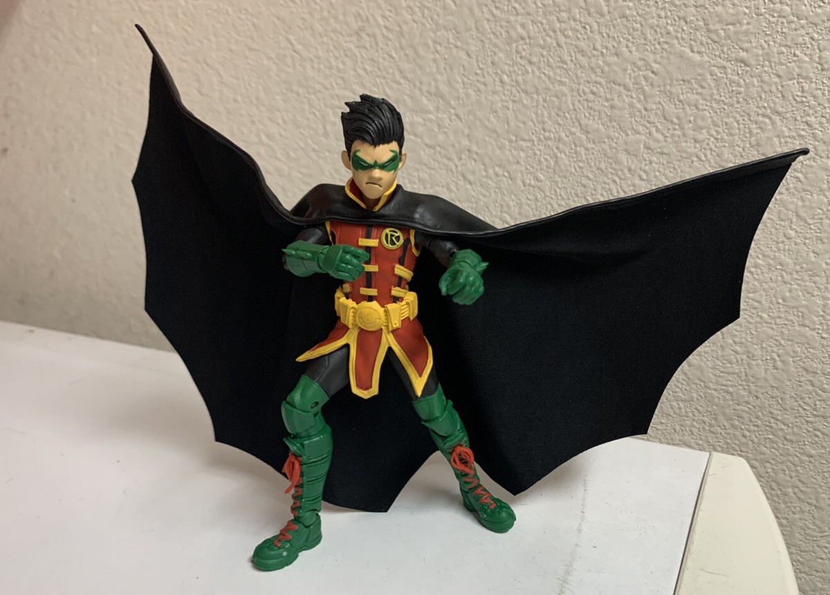 Custom Batman Mcfarlane 1:12 Robin Leather Wired Cape Damian Wayne