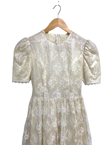 Vintage Jessica Mclintock Girl's Cream Lace Gown Dress USA made size 14 - Picture 6 of 14