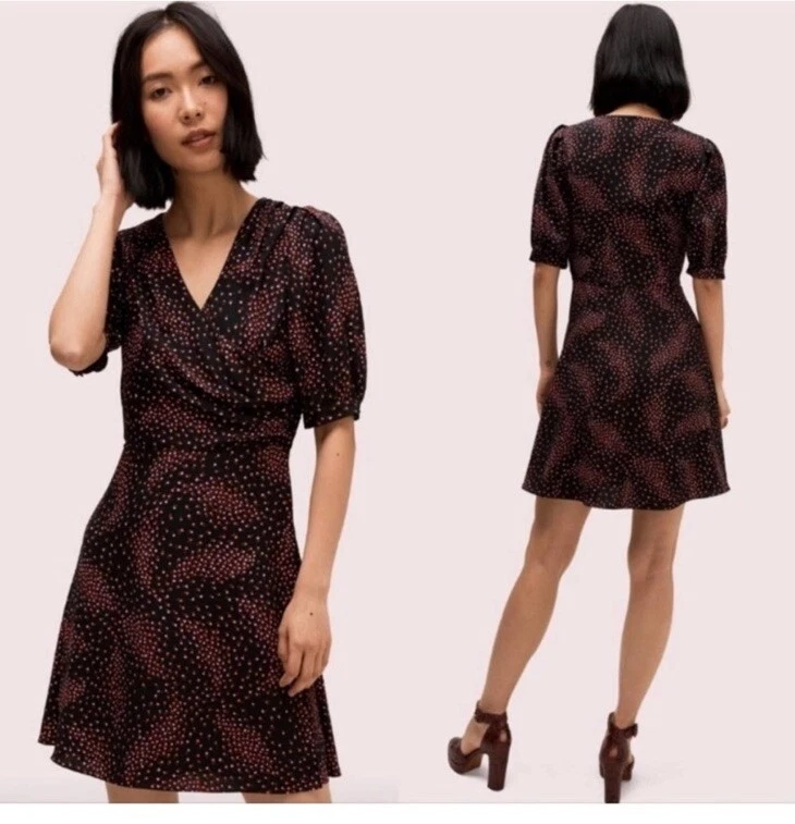 KATE SPADE Abito avvolgente rosa prato floreale collo a V taglia 12