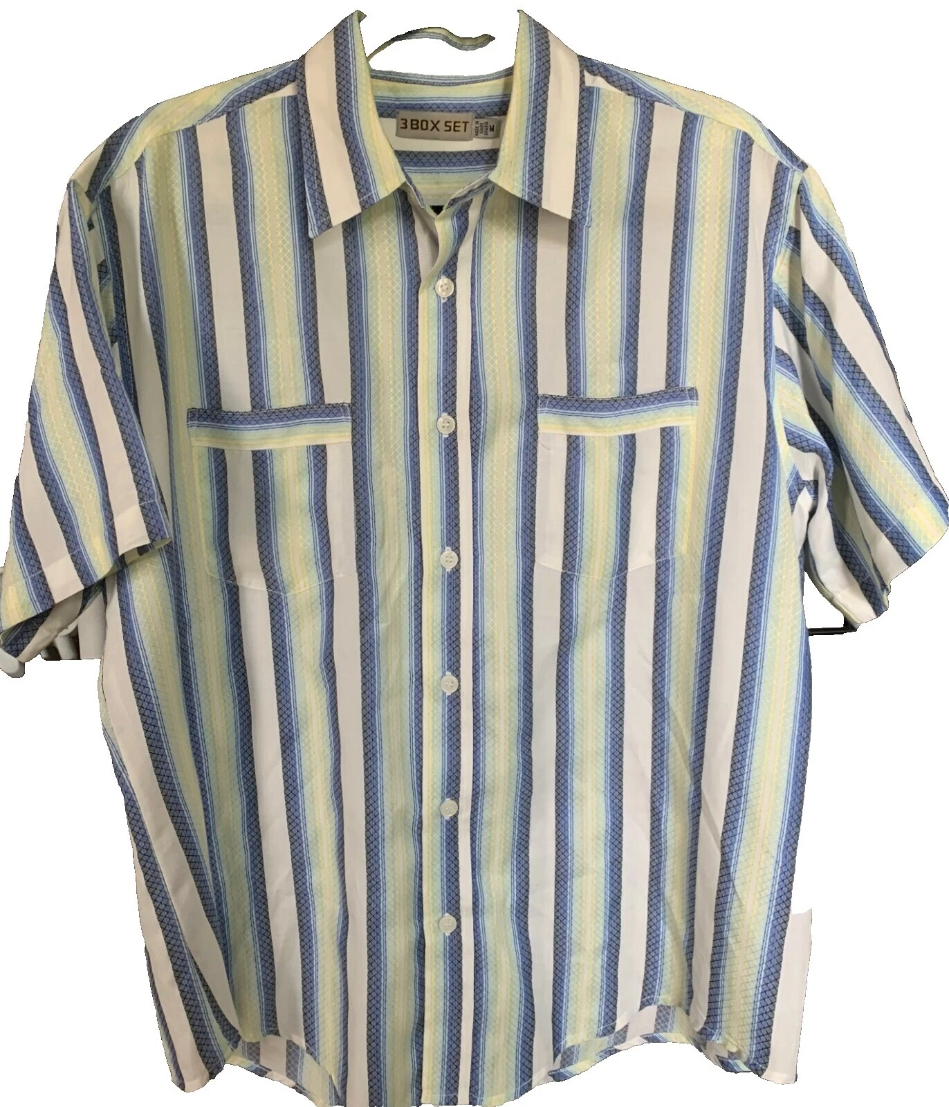 盒装条纹纽扣衬衫男士