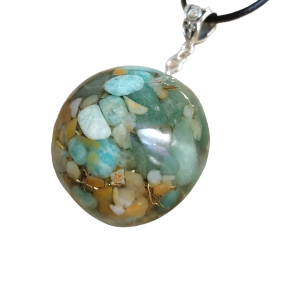 Collar Orgonita Colgante Orgón Aventurina Verde Amarillo Amazonita Chakra Foto 3 de 4