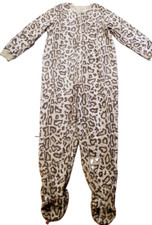 WOMEN NICK and NORA Exotic Leopard Print FOOTED PAJAMAS 1 Piece Pockets 2XL NEW