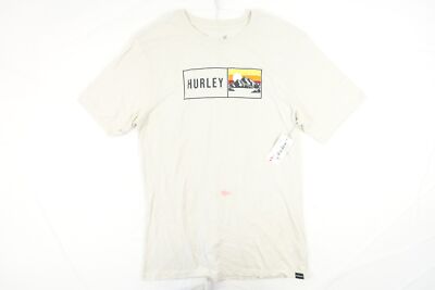 HURLEY Hellbeige M Mountain Logo Weich T-Shirt Herren Defekt