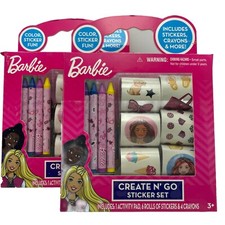 Barbie Create N' Go Sticker Set Includes Activity Pad Stickers Crayons Lot of 2