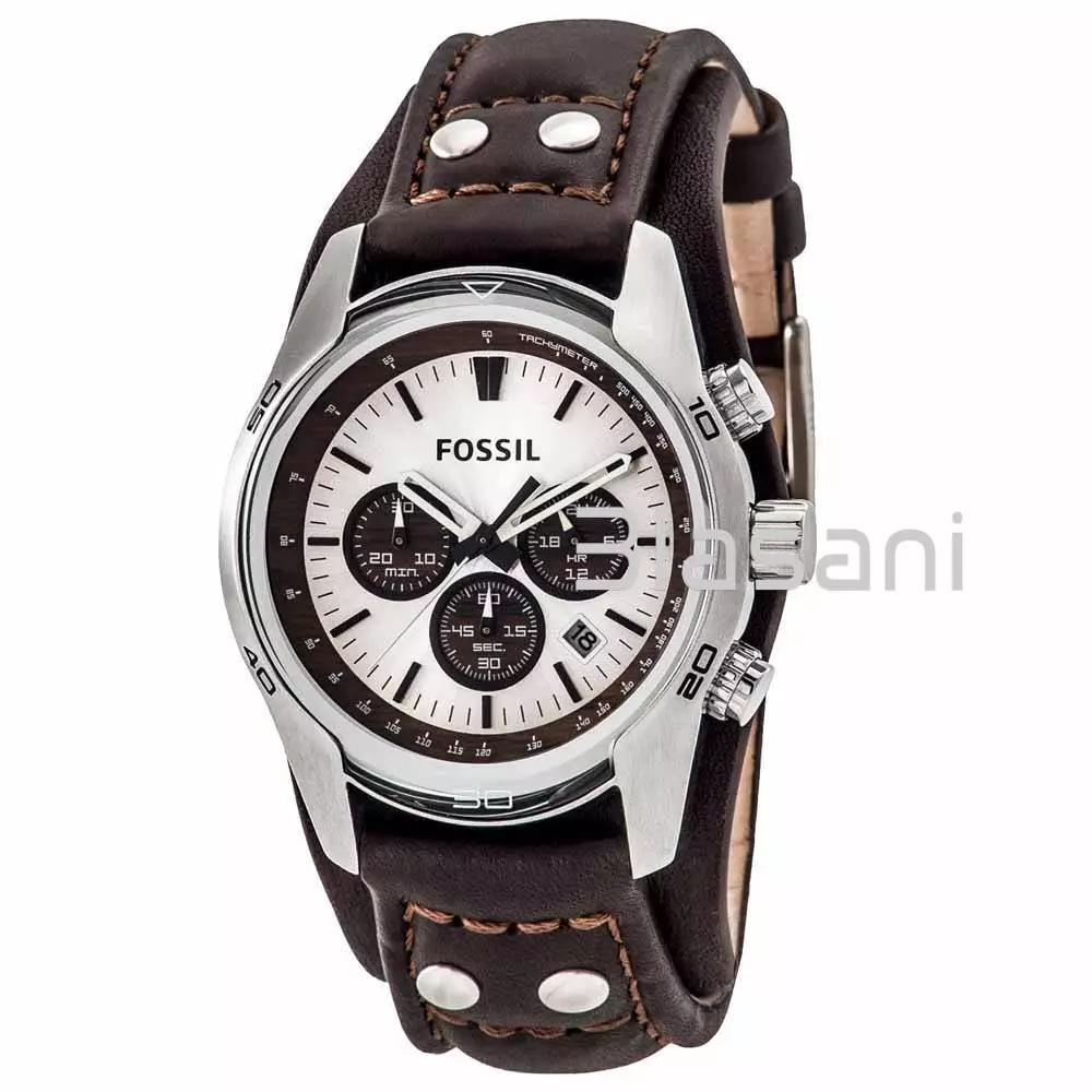 Fossil CH2565 Men s Coachman Quartz Stainless Steel Brown Cuff Watch 45mm