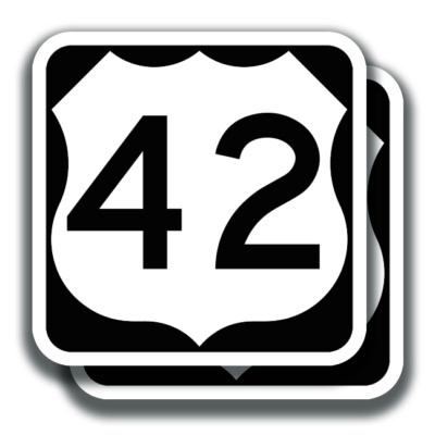 U.S. ROUTE 42 DECAL 2 Stickers Road Sign Bogo Highway Car Truck Bumper ...