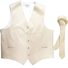 New Men's Formal Tuxedo Vest Waistcoat 1.5" skinny Necktie Ivory prom wedding