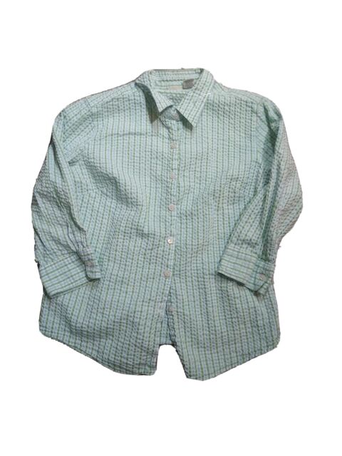 LL Bean Bumpy Material Shirt Stripe Womens SZ M | eBay