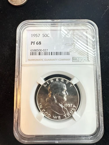 1957-P NGC PF68 Franklin Half Dollar 50c US Mint Silver Blast White
