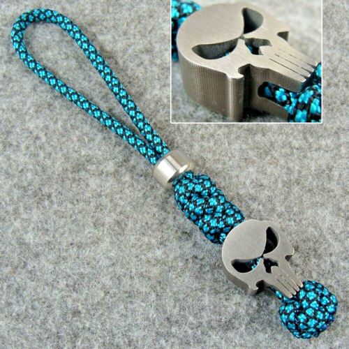 550 Paracord Knife Lanyard With Titani um Skull Beads / Skull Lanyard Beads - Picture 1 of 9